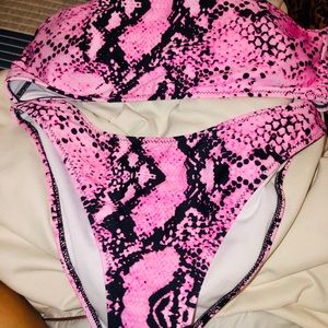 New snakeskin pink and black bikini set